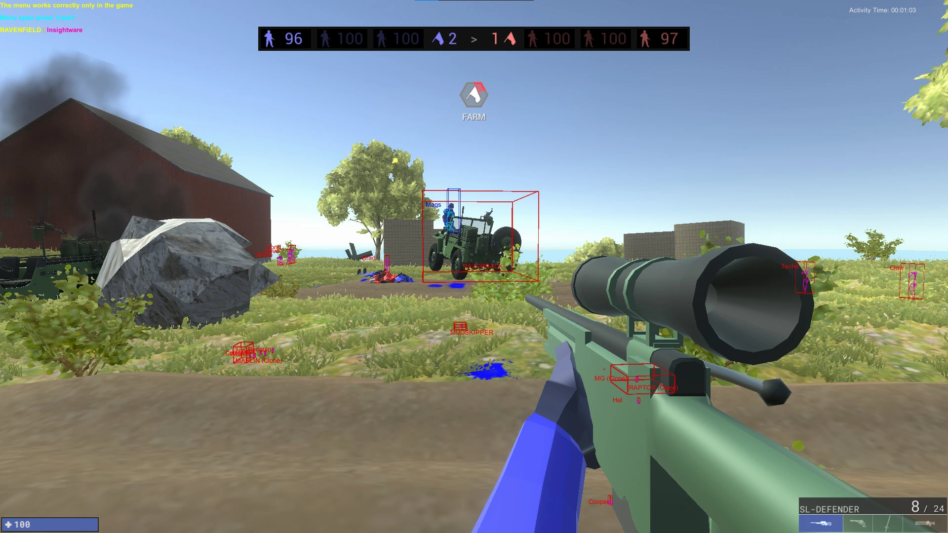 Ravenfield Трейнер на +25 функций — Aimbot, ESP подсветка врагов, Телепорт и другие читы [Обновление 02.06.2026] | BepInEx / Insert