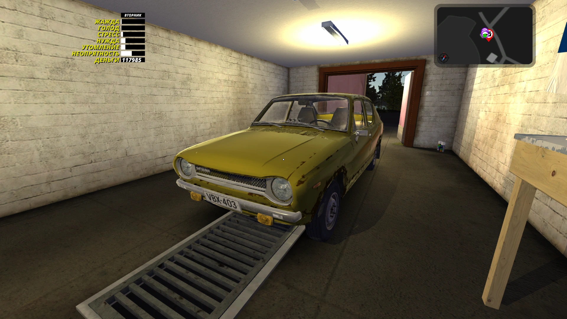 My Summer Car "Сохранение - Стоковая сатсума, много еды и запчастей"